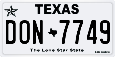 TX license plate DON7749