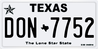 TX license plate DON7752