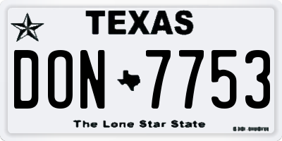 TX license plate DON7753