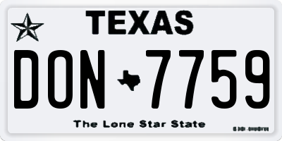 TX license plate DON7759