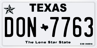TX license plate DON7763