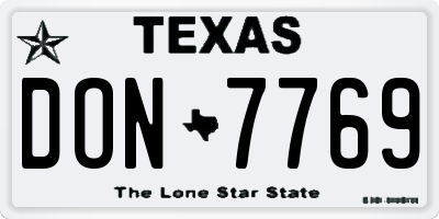 TX license plate DON7769