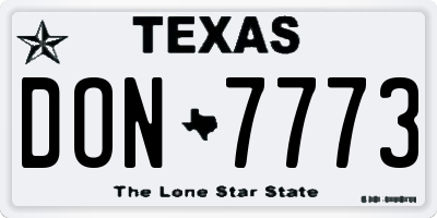 TX license plate DON7773