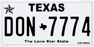 TX license plate DON7774