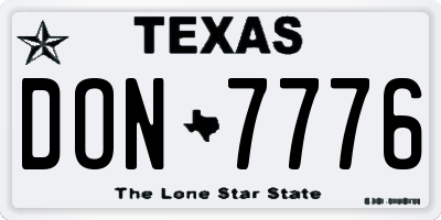 TX license plate DON7776