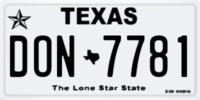 TX license plate DON7781