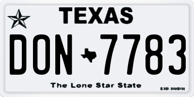 TX license plate DON7783
