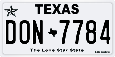 TX license plate DON7784