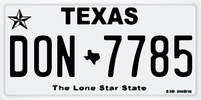 TX license plate DON7785