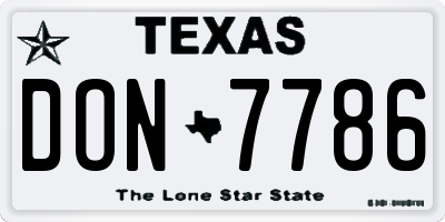 TX license plate DON7786