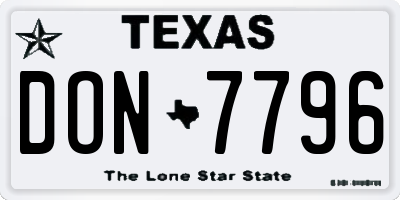 TX license plate DON7796