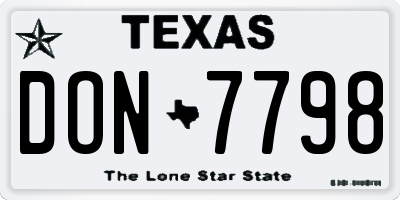 TX license plate DON7798