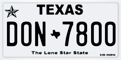 TX license plate DON7800