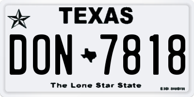 TX license plate DON7818