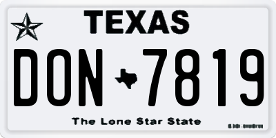TX license plate DON7819