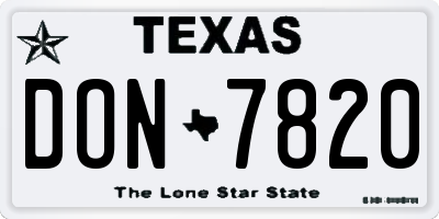 TX license plate DON7820