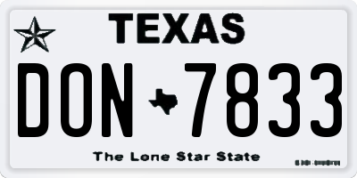 TX license plate DON7833
