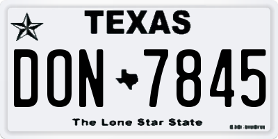 TX license plate DON7845