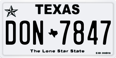 TX license plate DON7847