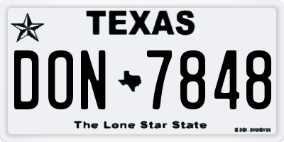 TX license plate DON7848