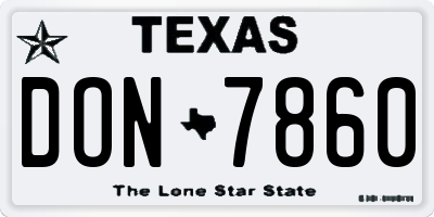 TX license plate DON7860