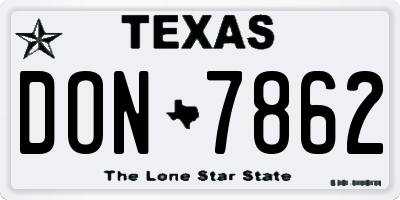 TX license plate DON7862