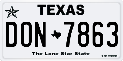 TX license plate DON7863