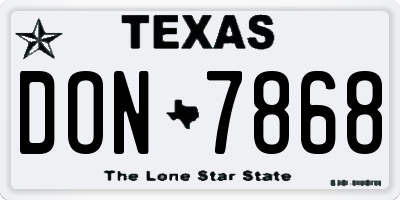TX license plate DON7868
