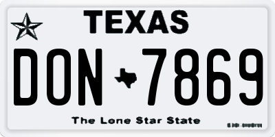 TX license plate DON7869