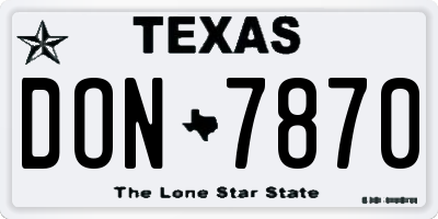 TX license plate DON7870
