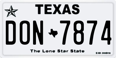 TX license plate DON7874