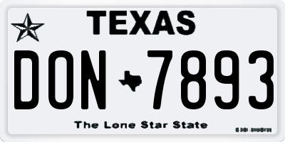 TX license plate DON7893