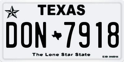 TX license plate DON7918