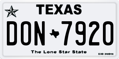 TX license plate DON7920