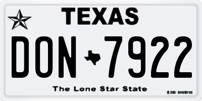 TX license plate DON7922