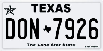 TX license plate DON7926