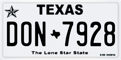 TX license plate DON7928