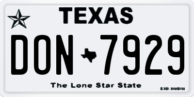 TX license plate DON7929