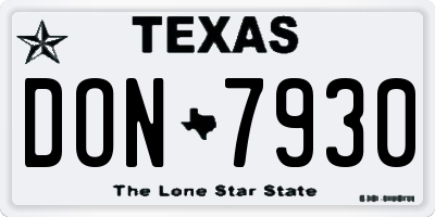 TX license plate DON7930