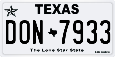 TX license plate DON7933