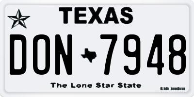 TX license plate DON7948