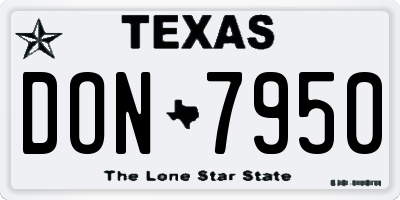 TX license plate DON7950