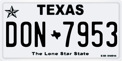 TX license plate DON7953