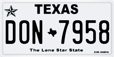 TX license plate DON7958
