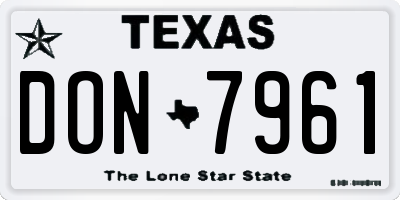 TX license plate DON7961