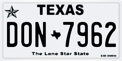 TX license plate DON7962