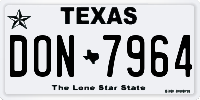 TX license plate DON7964