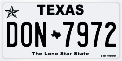 TX license plate DON7972