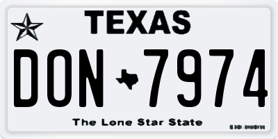 TX license plate DON7974