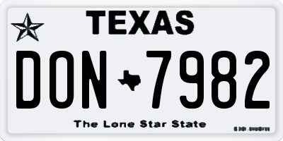 TX license plate DON7982